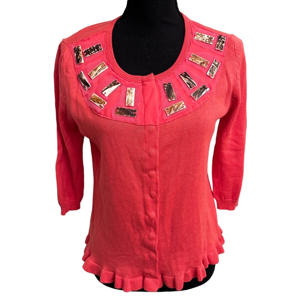NEW Soft Surroundings CORAL West Indies Cardigan Sweater Sz Small